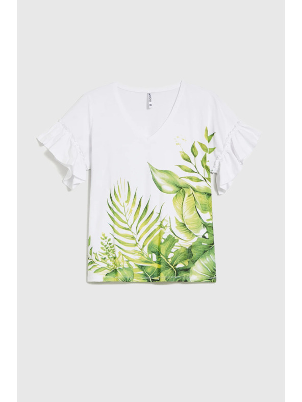 Moodo Biele tričko s potlačou kvetín