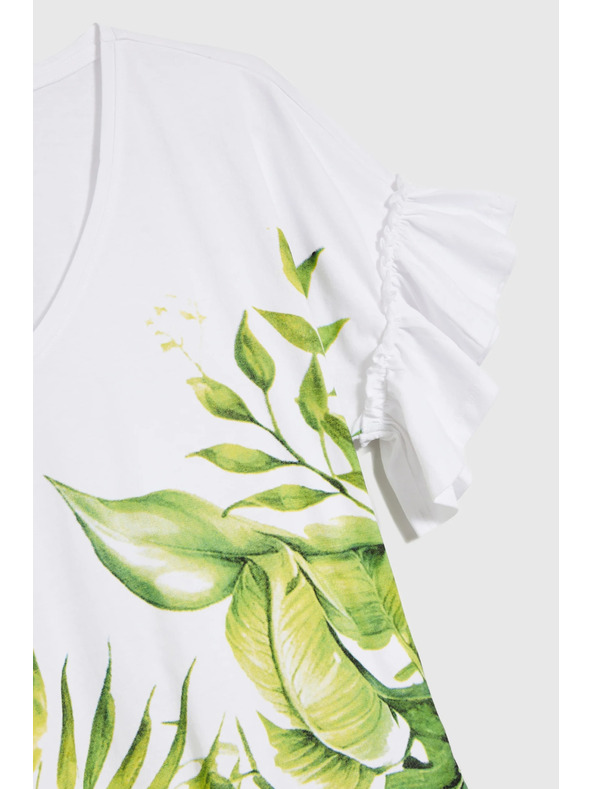 Moodo Biele tričko s potlačou kvetín