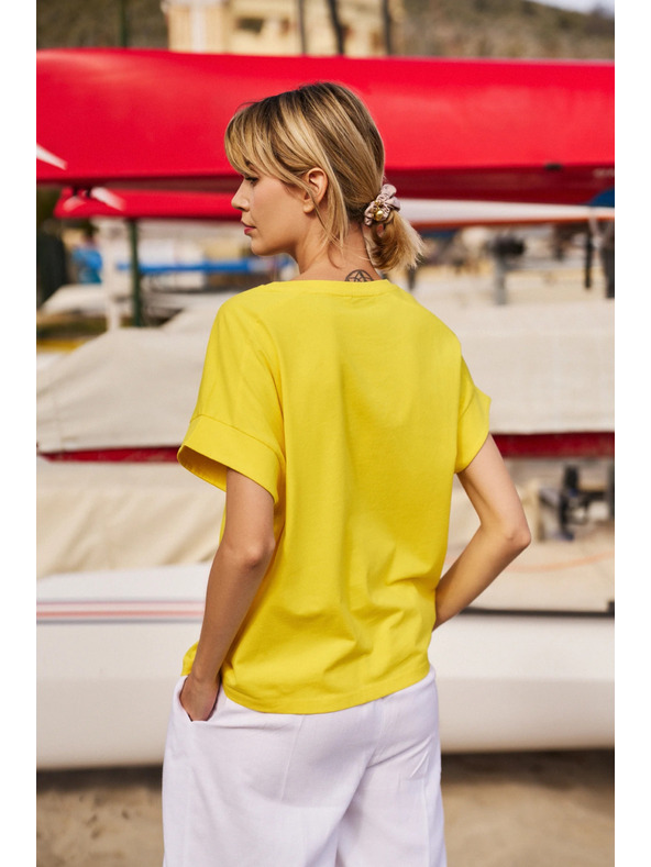 Moodo Dámske bavlnené tričko Moodo – žlté