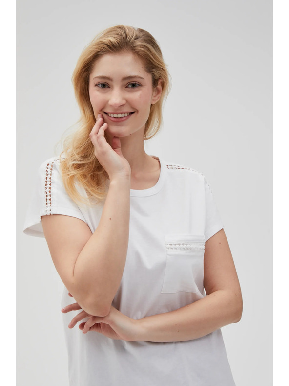 Moodo Dámske tričko s vreckom Moodo – biele