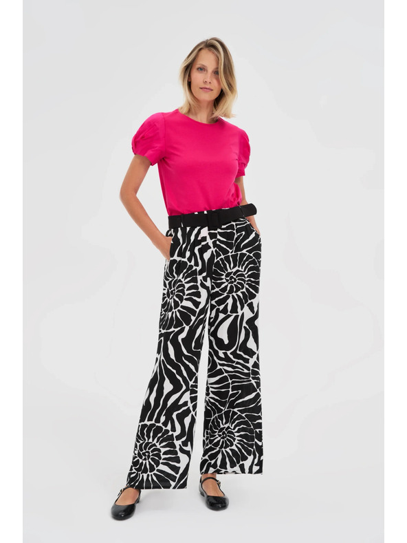 Moodo Ružový top so riasenými rukávmi