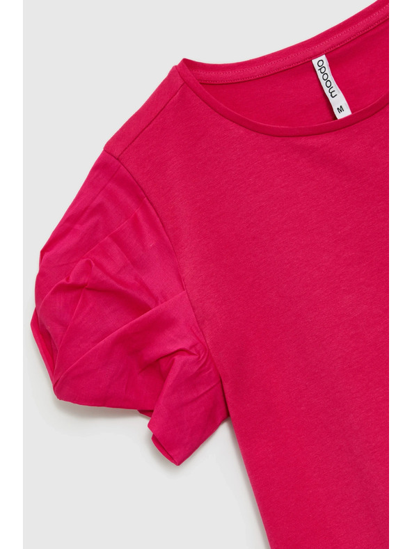 Moodo Ružový top so riasenými rukávmi