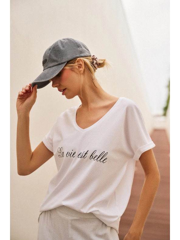 Moodo Dámske bavlnené tričko Moodo – biela farba