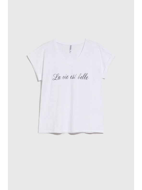 Moodo Dámske bavlnené tričko Moodo – biela farba