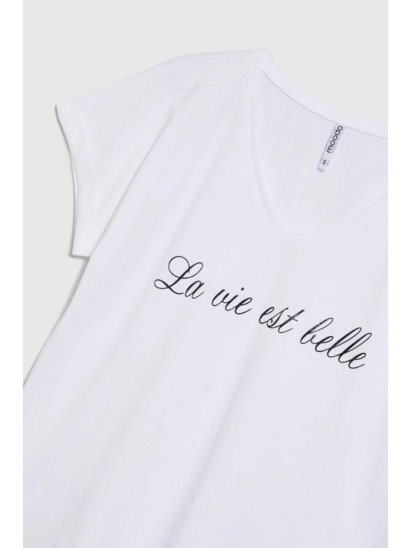 Moodo Dámske bavlnené tričko Moodo – biela farba