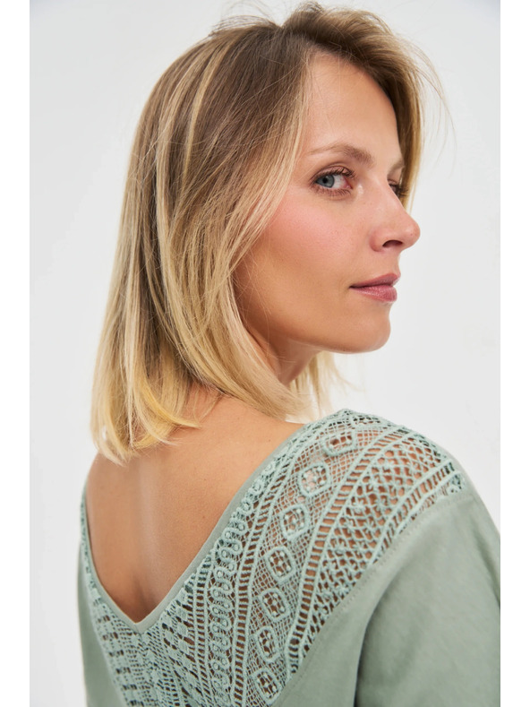 Moodo Dámsky zelený top s priesvitnými chrbátmi