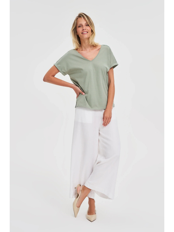 Moodo Dámsky zelený top s priesvitnými chrbátmi