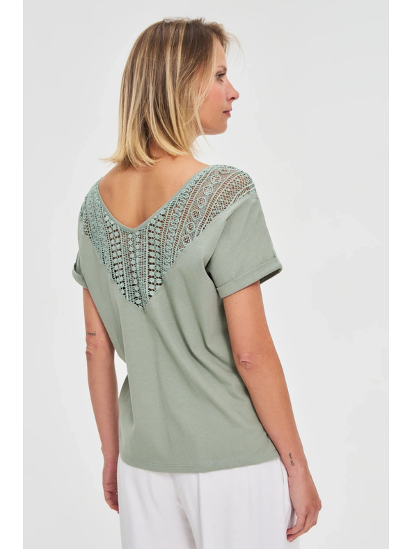 Moodo Dámsky zelený top s priesvitnými chrbátmi