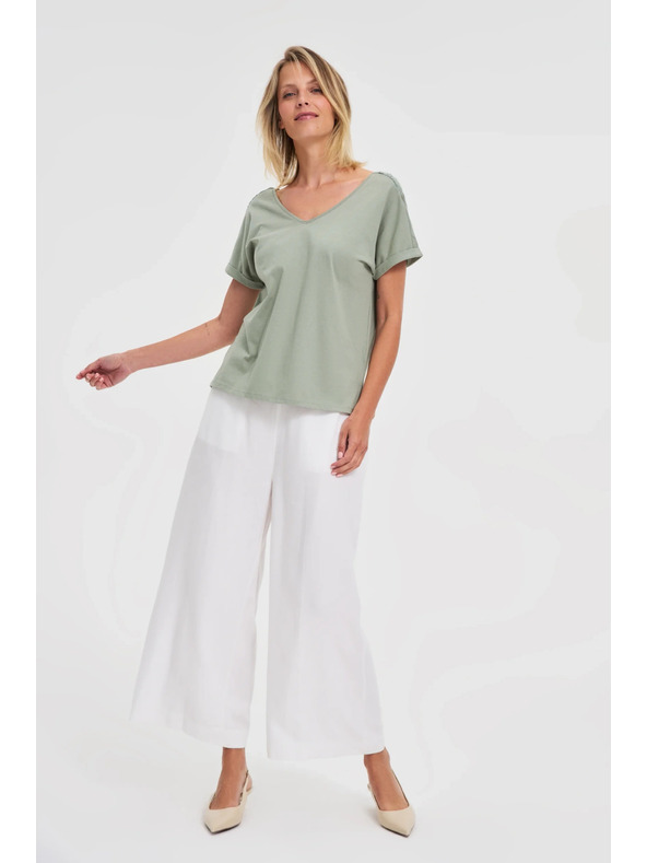 Moodo Dámsky zelený top s priesvitnými chrbátmi