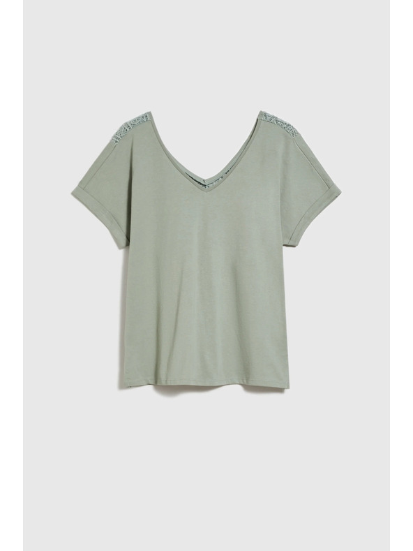 Moodo Dámsky zelený top s priesvitnými chrbátmi