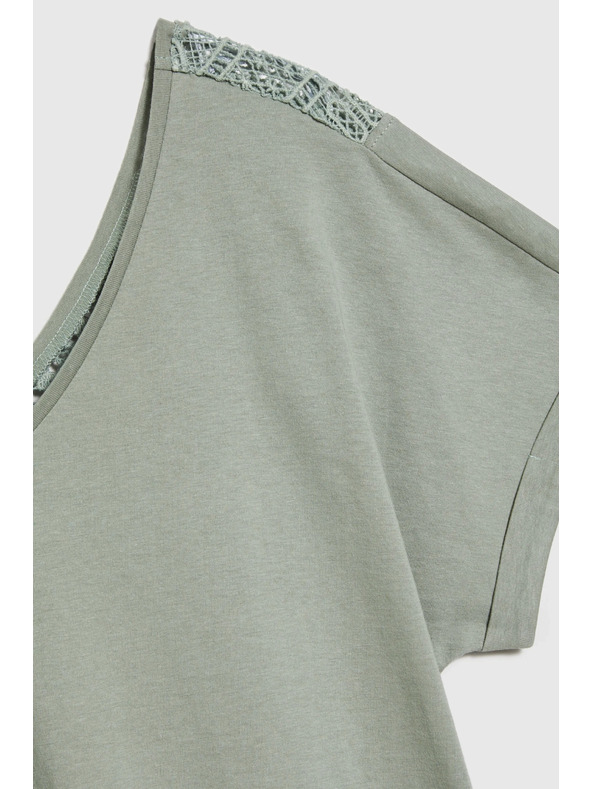 Moodo Dámsky zelený top s priesvitnými chrbátmi