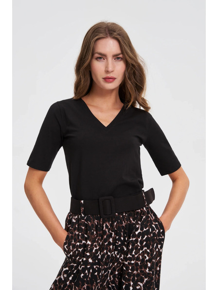 Moodo Čierny basic top s 3/4 rukávom Moodo