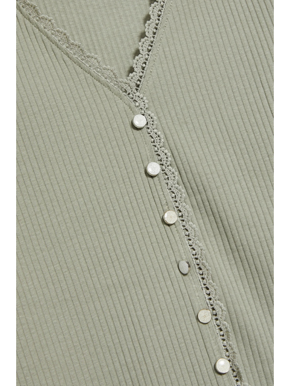 Moodo Dámske olivové tričko s gombíkmi