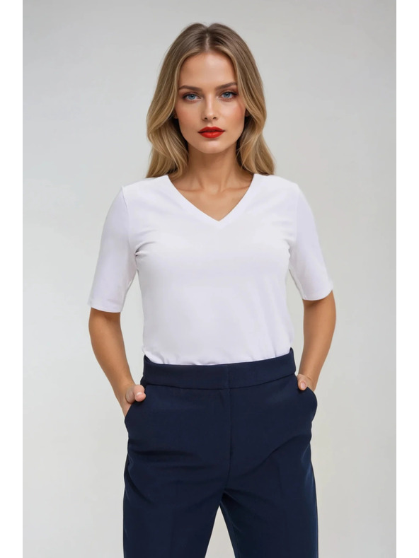 Moodo Biely basic top s 3/4 rukávom Moodo