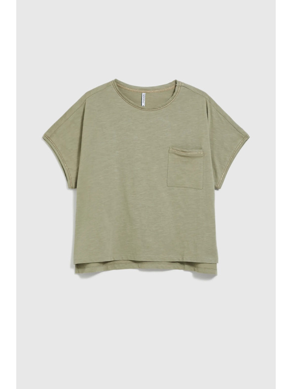 Moodo Dámsky top s vreckom Moodo – olivový