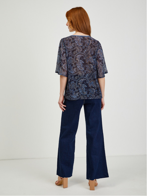 Orsay Tmavomodrá dámska vzorovaná blúzka ORSAY