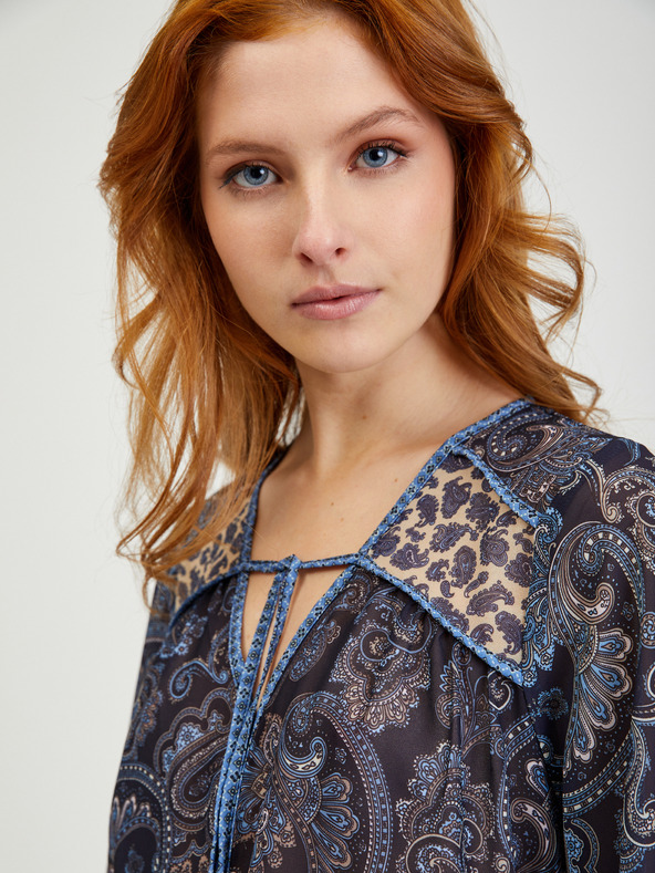 Orsay Tmavomodrá dámska vzorovaná blúzka ORSAY