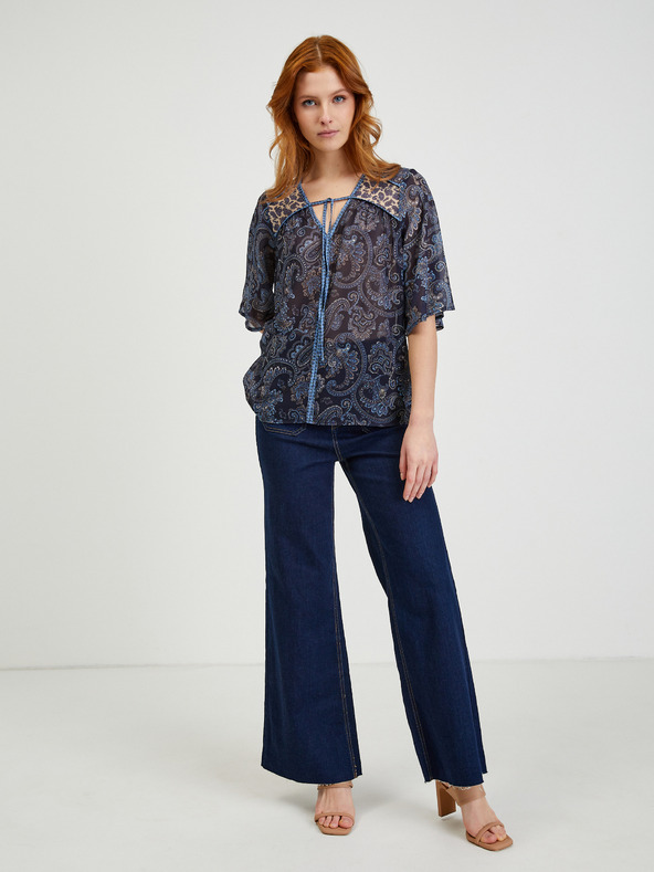 Orsay Tmavomodrá dámska vzorovaná blúzka ORSAY