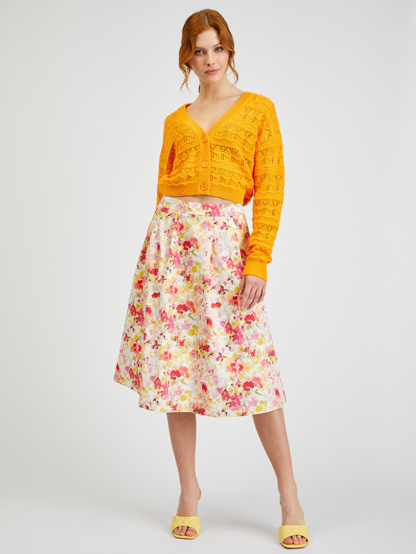 Orsay Krémová dámska kvetinová sukňa ORSAY