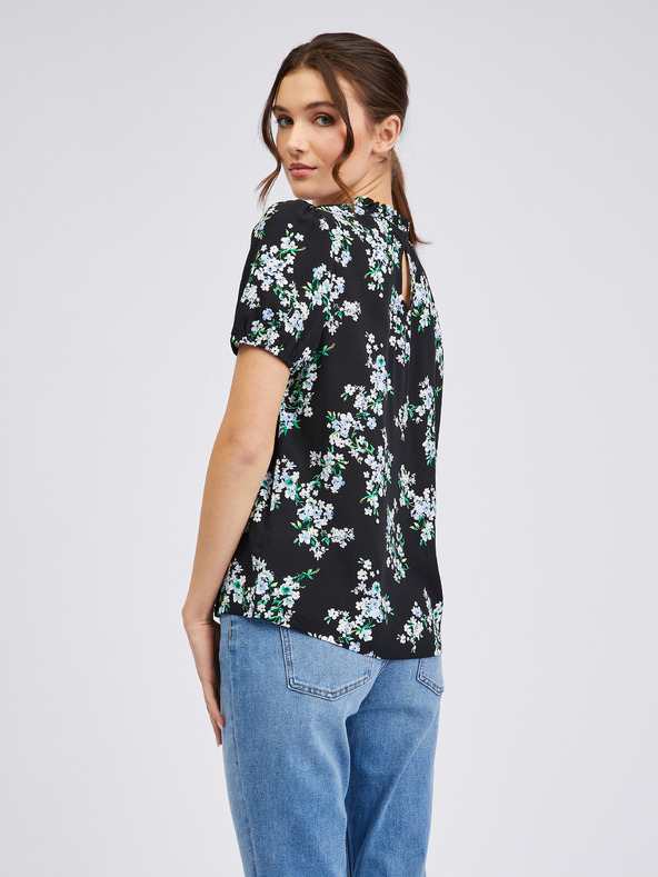 Orsay Čierna dámska kvetovaná blúzka ORSAY