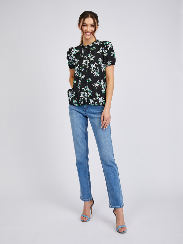 Orsay Čierna dámska kvetovaná blúzka ORSAY