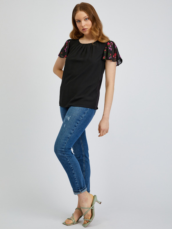 Orsay Čierne dámske vzorované tričko ORSAY