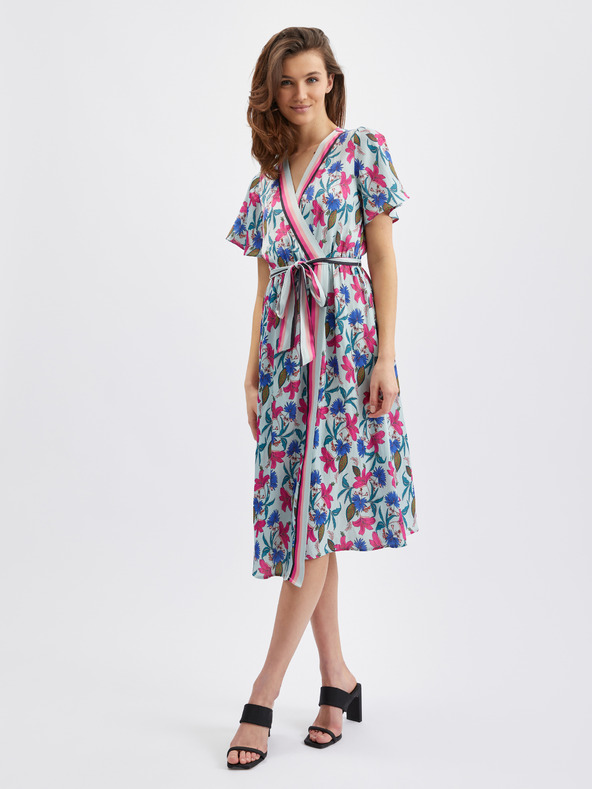 Orsay Ružovo-modré dámske šaty s kvetmi ORSAY