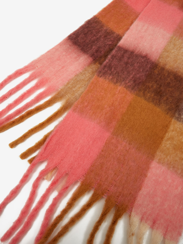 Orsay Ružovo-hnedý dámsky károvaný šál ORSAY