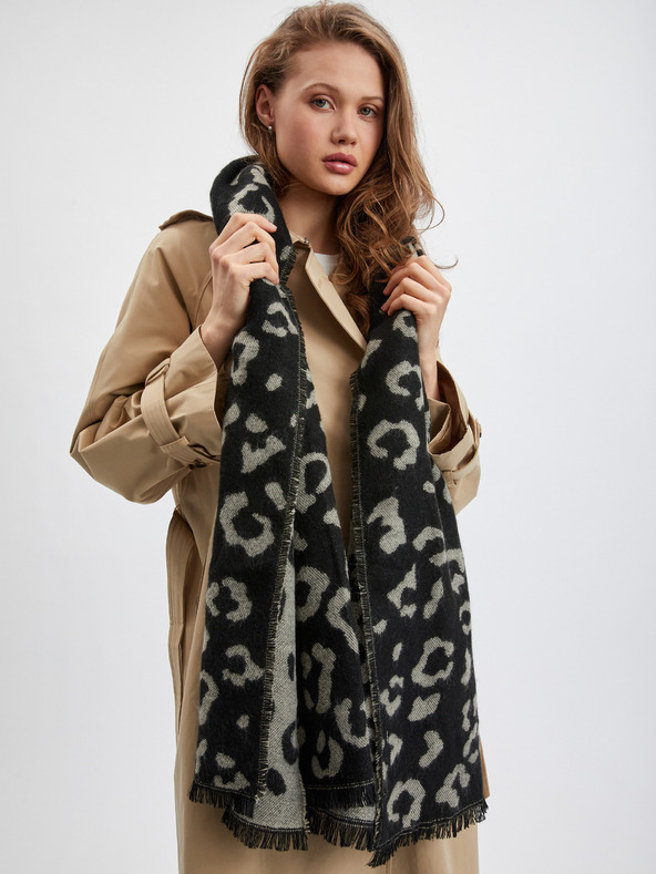 Orsay Čierna dámska vzorovaná šatka ORSAY