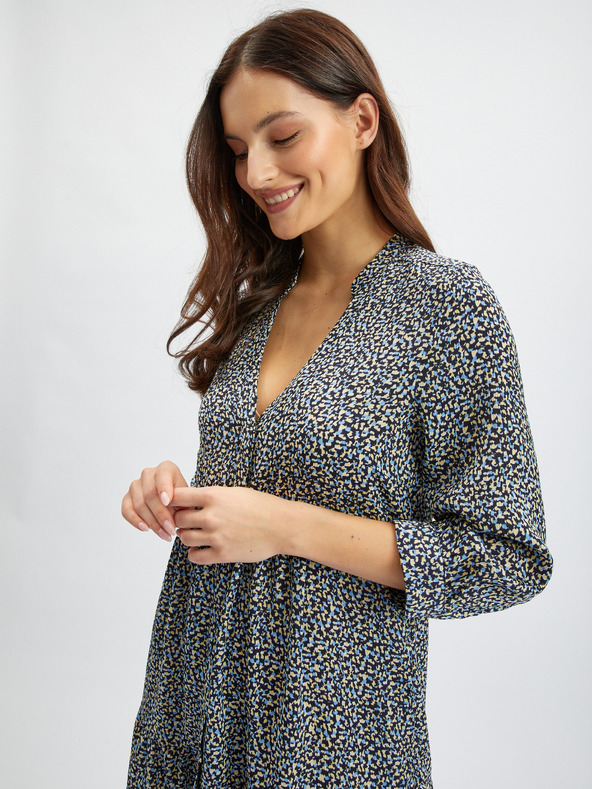 Orsay Modro-čierne dámske vzorované košeľové šaty ORSAY