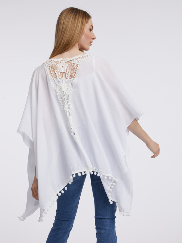 Orsay Biely dámsky prehoz s krajkou ORSAY