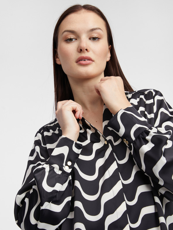 Orsay Bielo-čierna dámska vzorovaná blúzka ORSAY