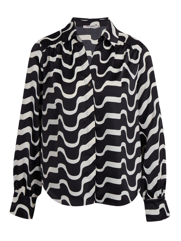 Orsay Bielo-čierna dámska vzorovaná blúzka ORSAY