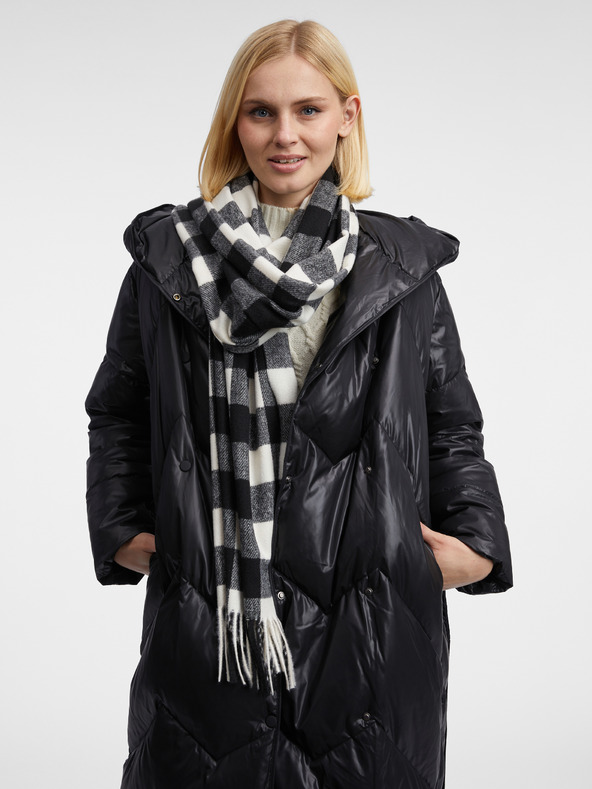 Orsay Krémo-čierny dámsky kockovaný šál ORSAY