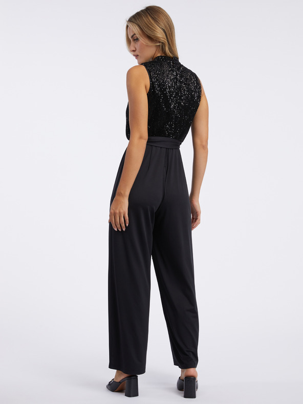 Orsay Čierny dámsky overal s flitrami ORSAY