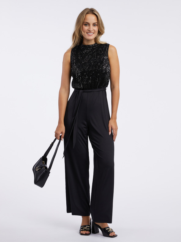 Orsay Čierny dámsky overal s flitrami ORSAY