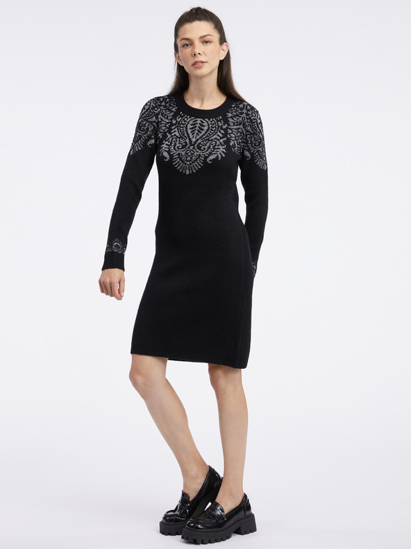 Orsay Čierne dámske svetrové šaty ORSAY