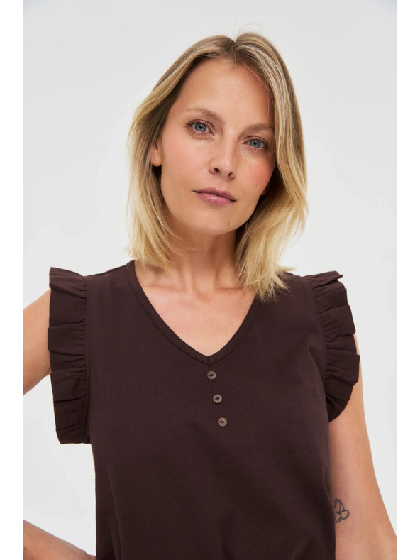 Moodo Dámske tričko Moodo – hnedé