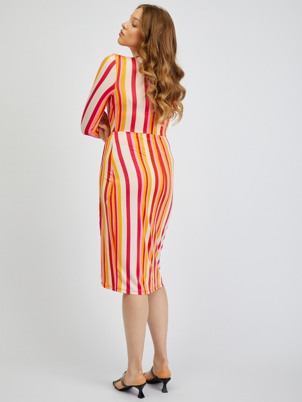 Orsay Červeno-oranžové dámske pruhované šaty ORSAY