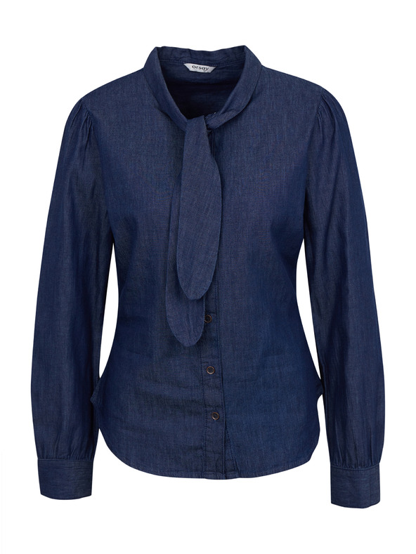 Orsay Tmavomodrá dámska džínsová košeľa s ozdobným detailom ORSAY