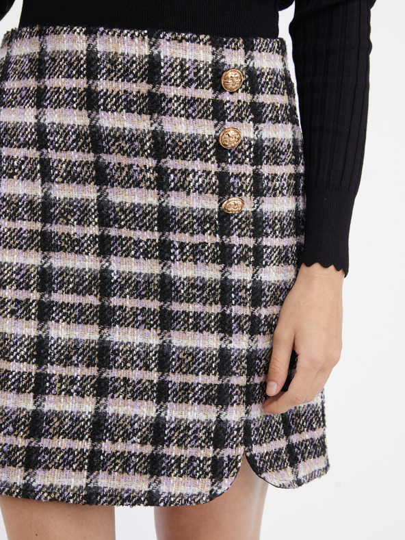 Orsay Čierna dámska kockovaná sukňa ORSAY