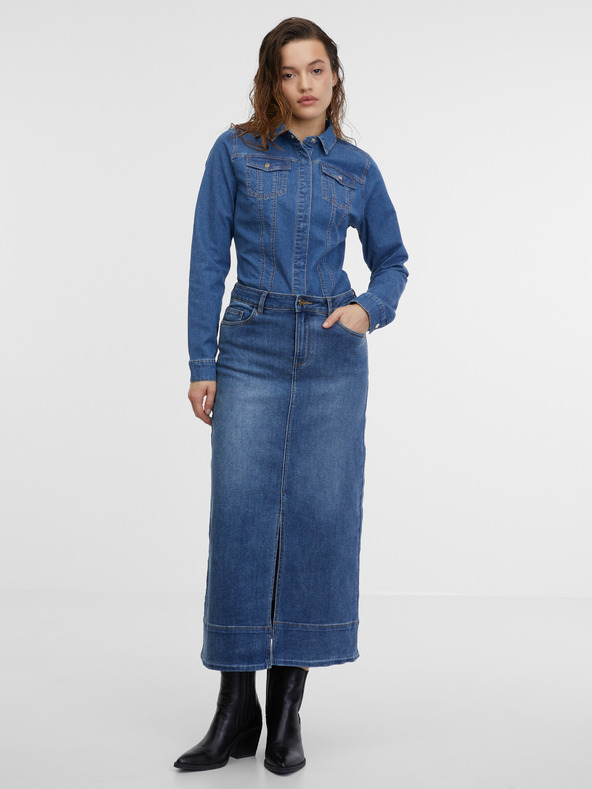 Orsay Modrá dámska džínsová košeľa ORSAY