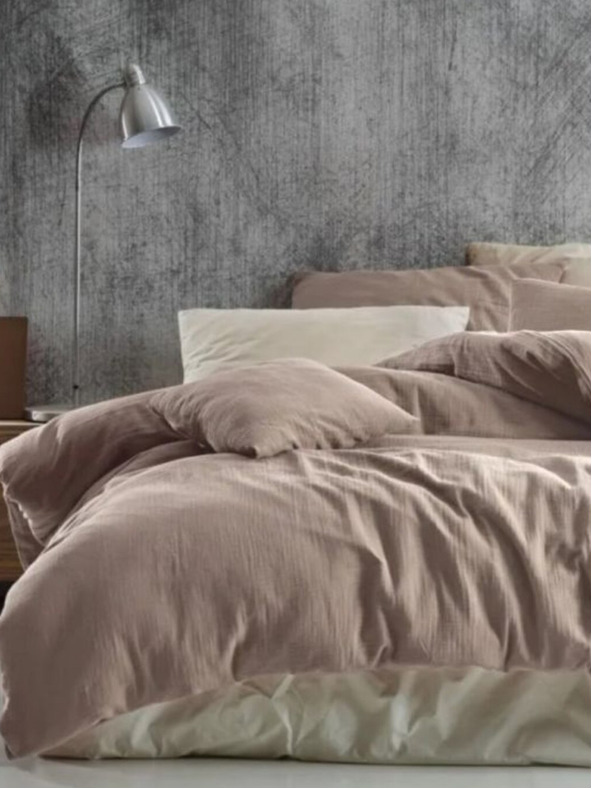 Kvalitex Francúzske mušelínové posteľné obliečky 220x200, 70x90cm béžové Kvalitex