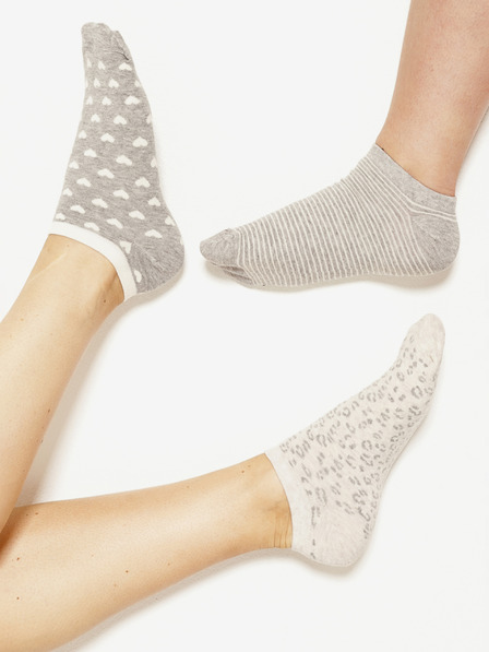CAMAIEU ACOEURSOCKS LOT 3 Ponožky HEART, pruhované UNI
