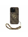 Guess Guess PU 4G Metal Logo Popruh Zadný kryt pre iPhone 15 Pro Max Hnedý