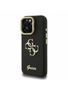 Guess Guess PU Grained 4G Logo Stand Camera Frame Zadný kryt pre iPhone 15 Pro Čierny