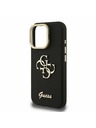 Guess Guess PU Grained 4G Logo Stand Camera Frame Zadný kryt pre iPhone 15 Pro Čierny