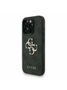 Guess Guess PU 4G Metal Logo Popruh Zadný kryt pre iPhone 15 Pro Max Čierny