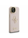 Guess Guess PU Grained 4G Logo Stand Camera Frame Zadný kryt pre iPhone 14 Ružový