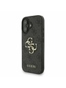Guess Guess PU 4G Metal Logo Popruh Zadný kryt pre iPhone 16 Čierny